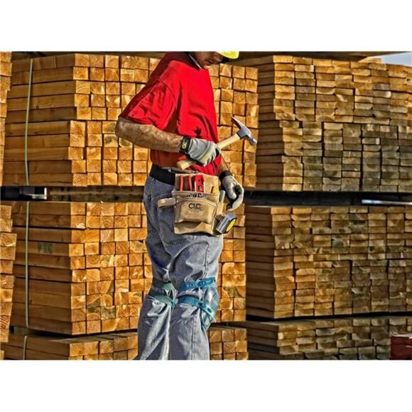 Custom LeathercraftIP489X Suede Tool Bag & Poly Web Belt, 3 Pocket , Tan - Picture 2 of 5